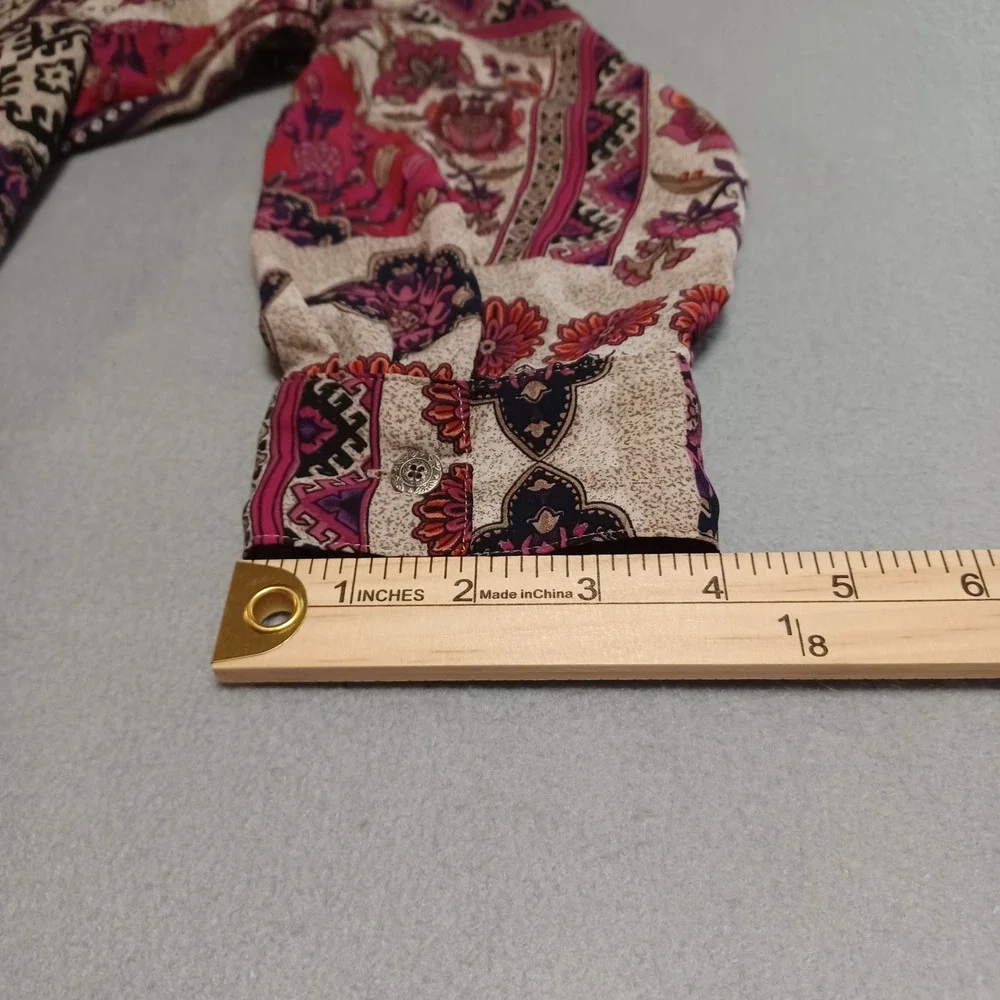 Westport Womens XL Boho Patchwork Floral Button Down Blouse Magenta Purp 4127MGP - Picture 8 of 14